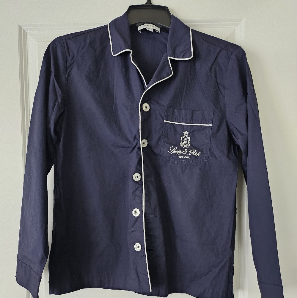 Sporty & Rich Navy Shirt with White Label